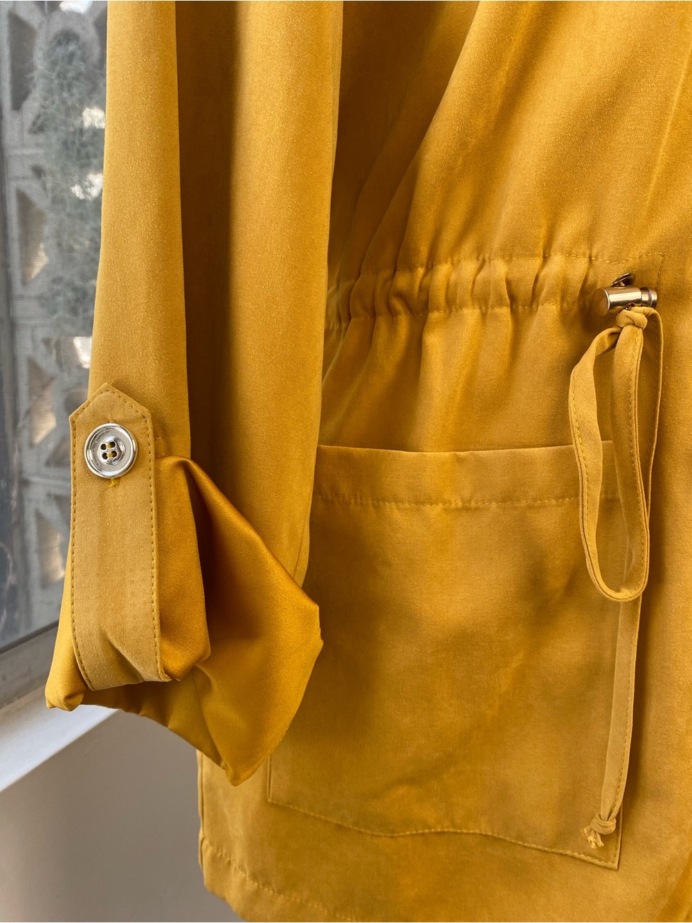 Sweet Wanderer NWT Hooded Utility Anorak Jacket in Mustard, Size L - Picture 9 of 12